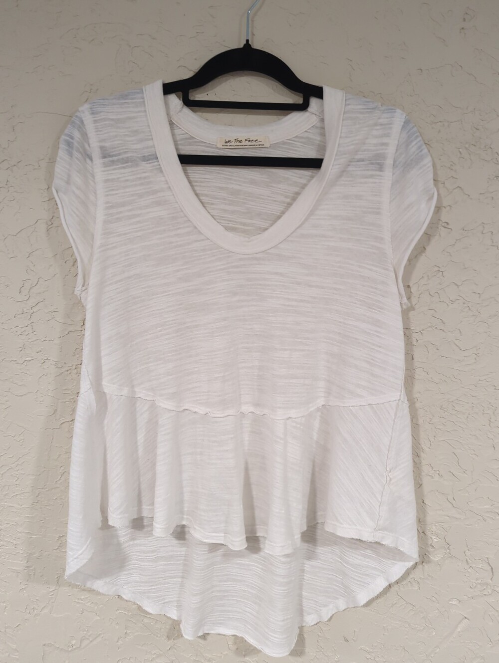 We The Free White V-Neck Oversized Short Sleeve T Shirt Women's XS Flowy Basic